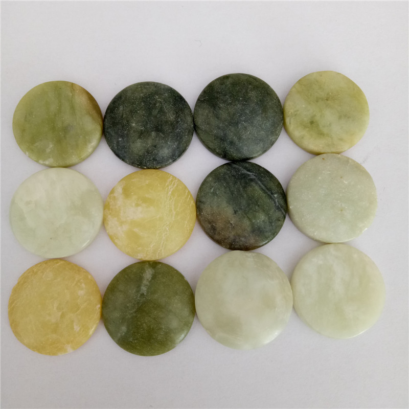 多规格电气石片40mm  25mm 汗蒸房靠垫用白色黑色绿色玉石片
