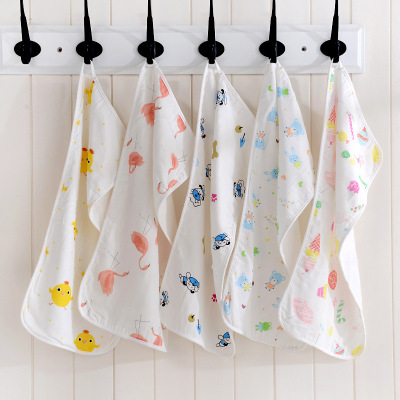 批發兒童竹纖維雙層小毛巾 嬰兒喂奶口水巾寶寶洗臉巾無熒光童巾