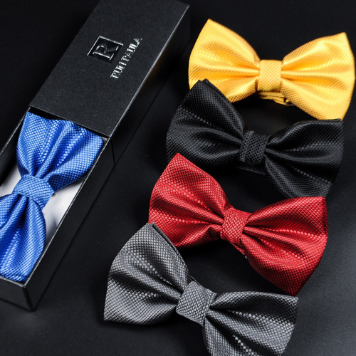 Korean style British men's groom's best man's knot wedding formal red black plaid bow tie suit shirt bow