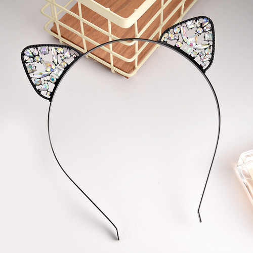 Kashitong European and American cat ear headband hair accessories Alloy dot diamond rabbit ear headband headwear Christmas gift