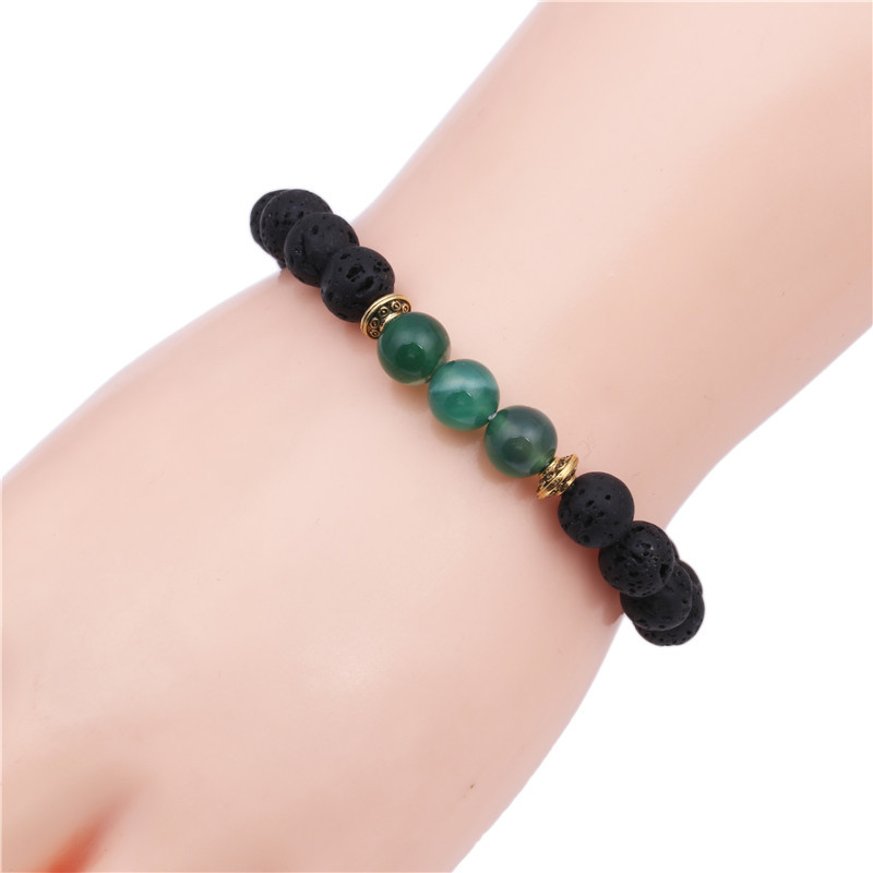 8mm Natural Line Agate Bracelet Colorful Seven Chakra Energy Yoga Beads Bracelet display picture 29