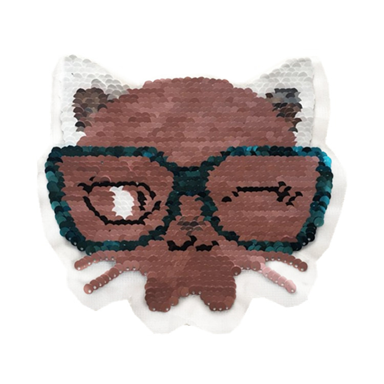 Eyes Cat Head Beads Embroidered Gradient Flip Sequins Women's Clothing Stickers display picture 3