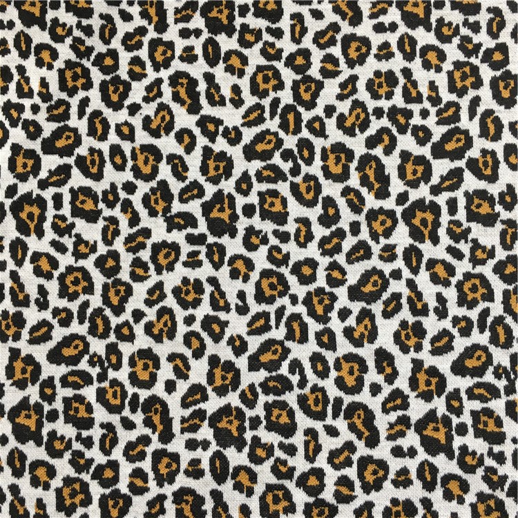 厂家供应针织涤氨豹纹提花面料  多色可选 时尚女装面料