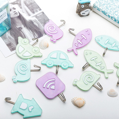 2020新款2个装可爱卡通粘钩 新款创意厨房浴室挂钩批发|ms