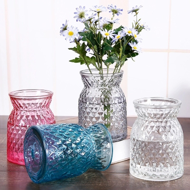 批发菠萝型 玻璃烛台 彩色玻璃花瓶 彩色玻璃插花瓶