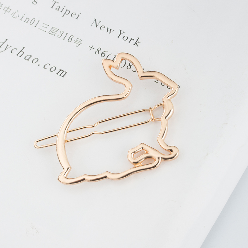 Qingwen Ventes Directes D'usine Simple Creux En Métal Mignon Lapin Petite Barrette Vente Chaude Cheveux Accessoires Bande Dessinée Côté Clip display picture 2