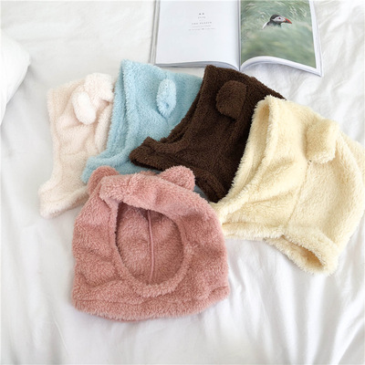不退不换双面北极绒毛毛熊熊帽子居家帽子保暖可爱帽子(不连衣服)|ms