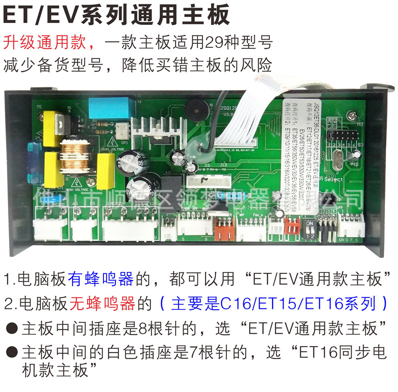 1.0 ET系列通用主板 适用型号说明