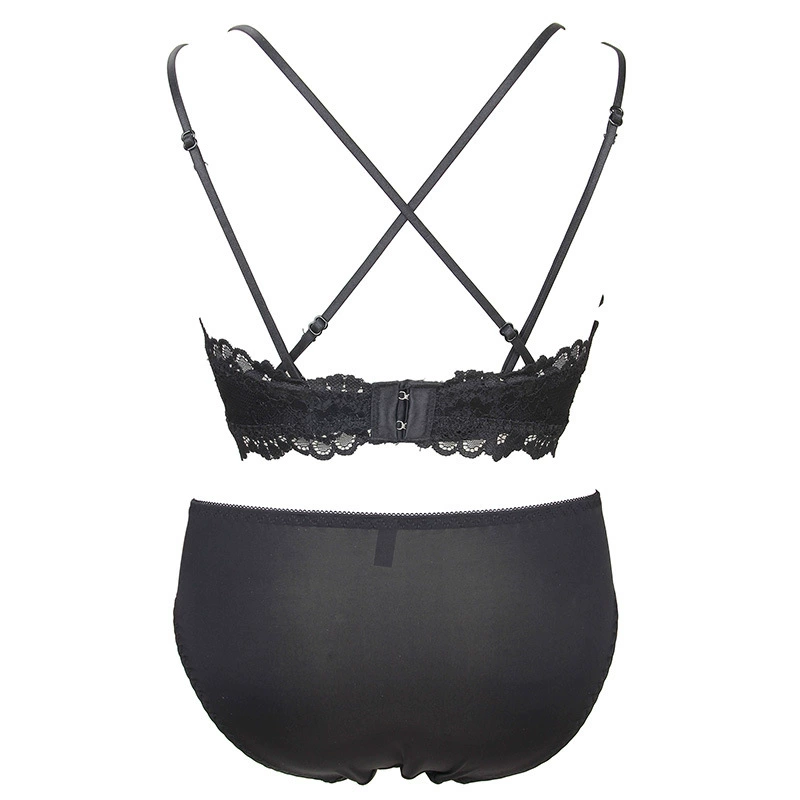 Lace sexy thin wireless bra, underwear, set, thin strap, beautiful back