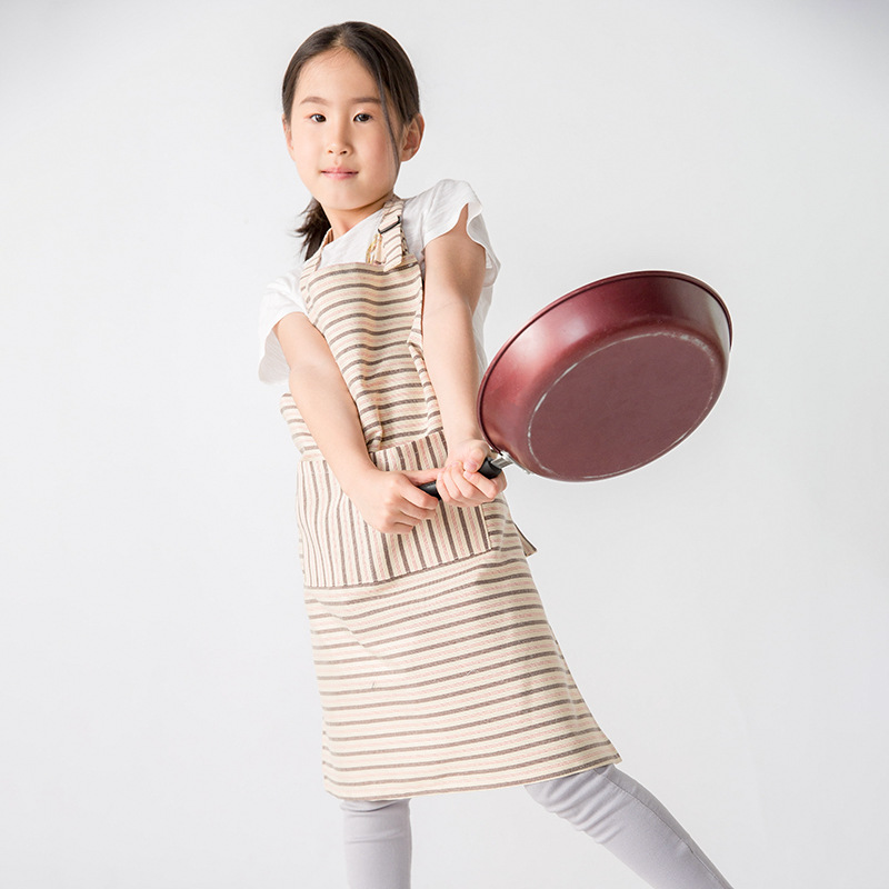 Delantal de los niños con mangas ropa chef traje lindo verano Delgado logotipo personalizado caligrafía creativa clase entrenamiento algodón y lino
