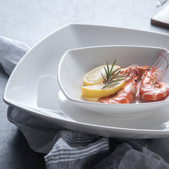 創意西餐盤子歐式陶瓷盤家用方形自助餐早餐沙拉盤深平底菜盤餐具