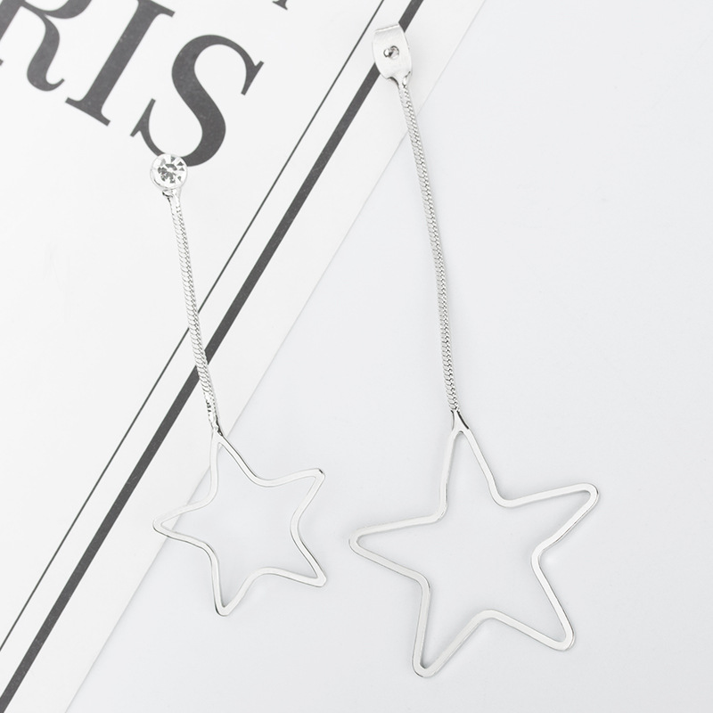 New Korean Simple Size Hollow Pentagram Stars Chain Pendant Earrings Wholesale display picture 4