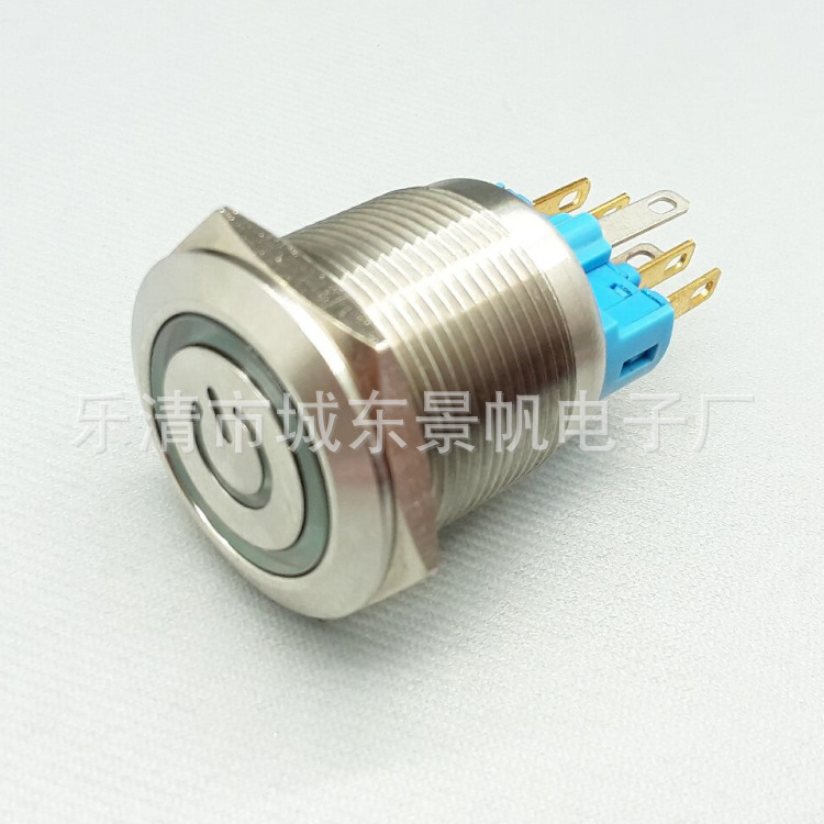 厂家供应环形灯不锈钢22MM金属按钮开关平头自复带灯按钮开关