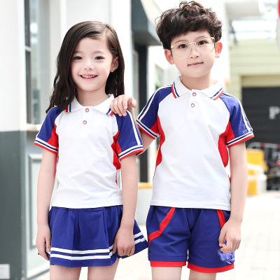 新款幼兒園園服夏裝小學生校服套裝夏季班服純棉短袖廠家批發