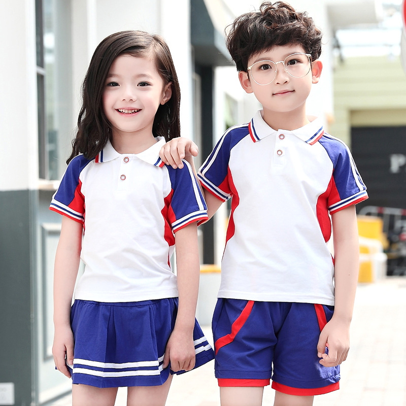 新款幼兒園園服夏裝小學生校服套裝夏季班服純棉短袖廠家批發