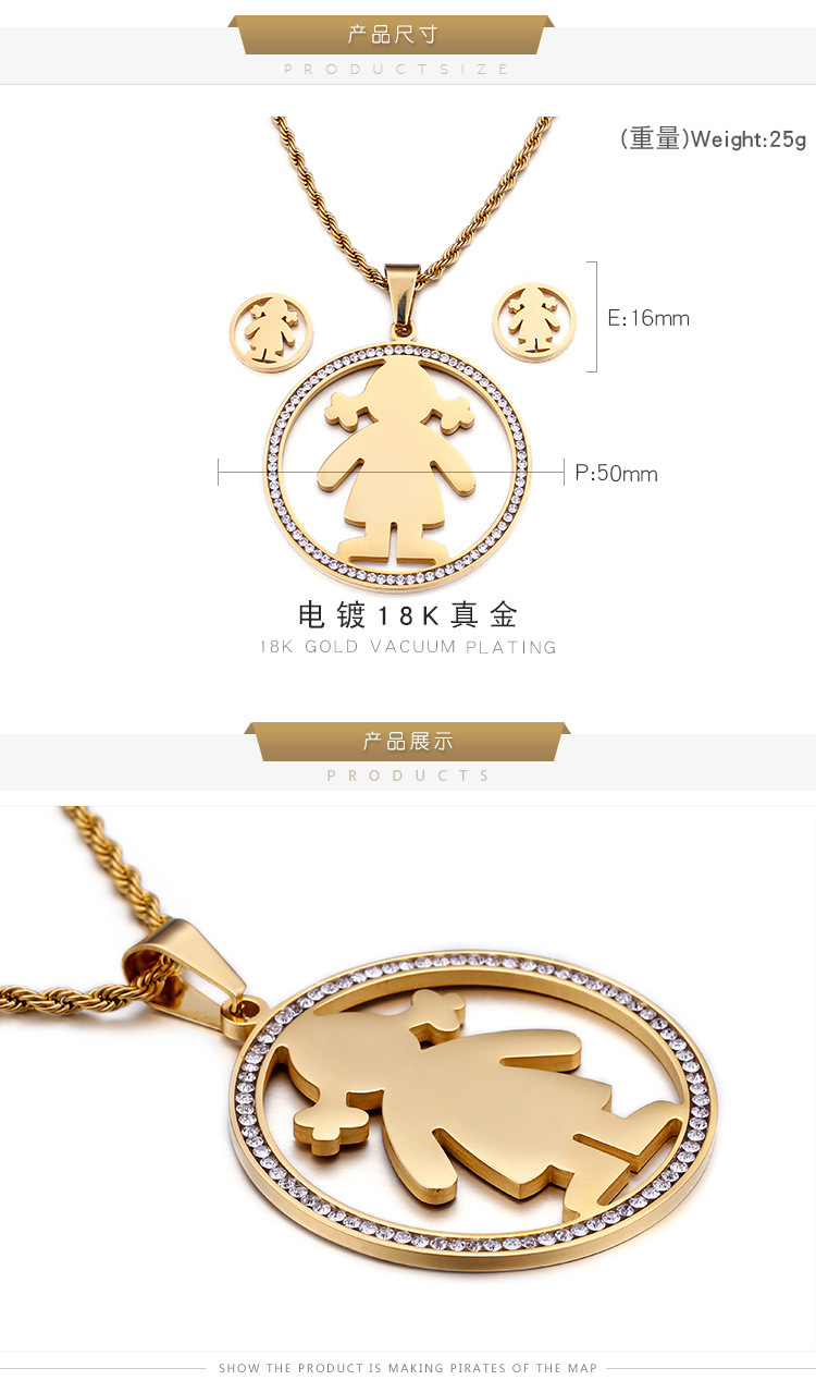 Neue Koreanische Ohrstecker Halskette Dreiteiliges Schmuckset Diamant Valentinstag Geschenk display picture 2