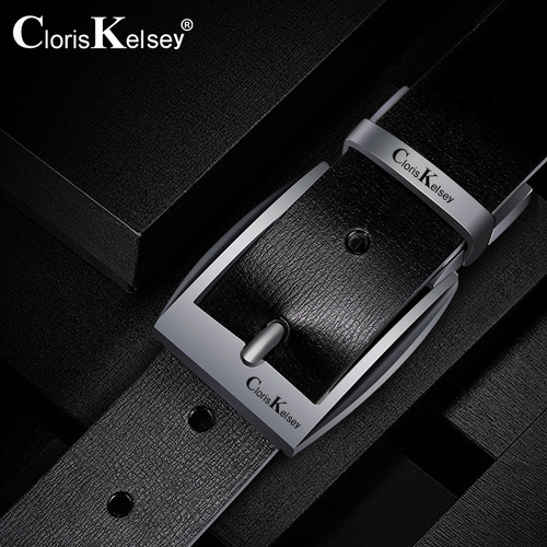 ClorisKelsey belt double-sided cowhide belt rotating pin buckle Korean style youth trendy pants belt men's belt