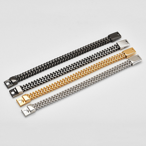 Euro-American Punk Style Bold Personality Titanium Steel Retro Men's Bracelet