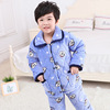 winter keep warm children Flannel pajamas thickening Plush three layers Cotton clip Home Furnishings Child Coral velvet suit