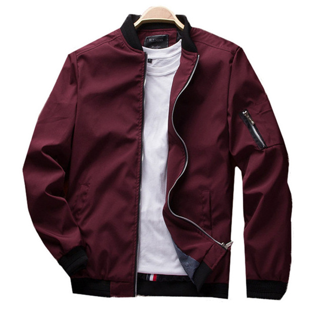 Spring and autumn thin men’s baseball collar cotton slim coat zipper versatile jacket men