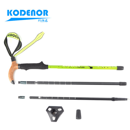 Codno Outdoor Wolf Warrior 8 Series Aluminum T-curved handle cane with internal locking shock-absorbing crutches for the elderly and hiking sticks
