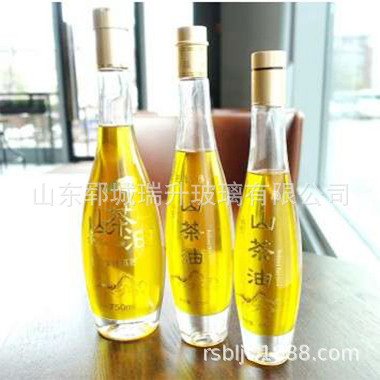 瑞升玻璃 牡丹油玻璃瓶 透明 500ml核桃油瓶 375ml茶油玻璃瓶