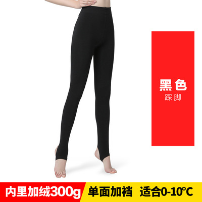 宝娜斯新款袜子女秋冬季300G加绒加厚保暖打底裤外穿黑色踩脚批发