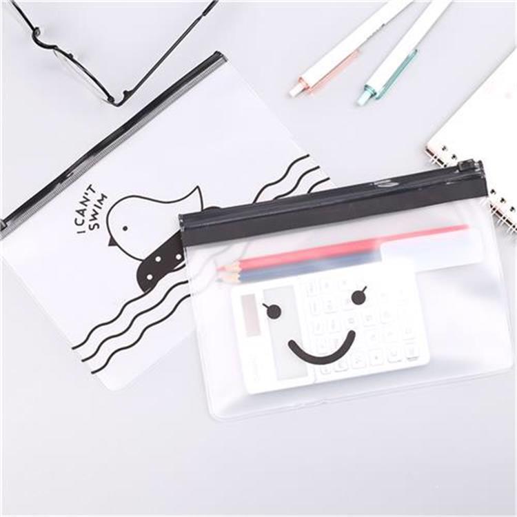 可爱卡通学生文具袋定制 简约pvc拉链袋透明笔袋文具用品厂家批发