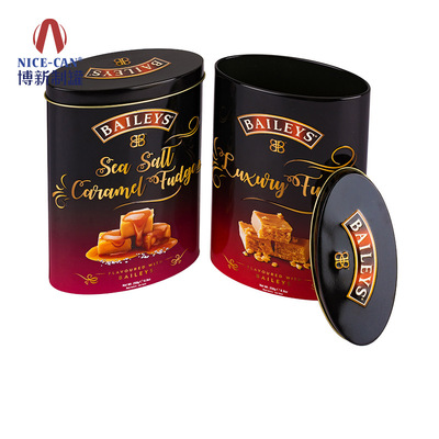Manufactor customized chocolate Iron box Ellipse candy Cans 3D relief food Cans Cookies biscuit Iron box