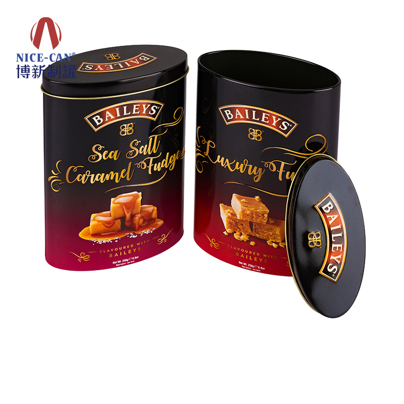 Manufactor customized chocolate Iron box Ellipse candy Cans 3D relief food Cans Cookies biscuit Iron box