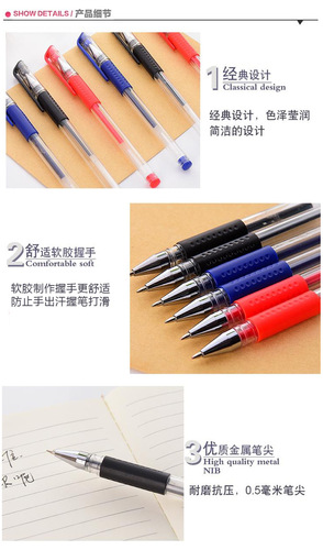True Color Gold Decoration 009 European Standard Neutral Pen 0.5mm Signing Pen Black Water Pen Office Writing Carbon Pen Water Pen 