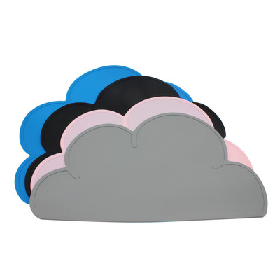 爆款北歐嬰兒童雲朵矽膠餐墊隔熱移動餐盤 防水環保學生桌墊