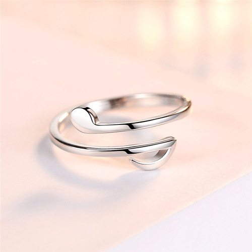 Internet celebrity's same creative hot sale Korean Dongdaemun silver-plated note ring for women Valentine's Day music ring