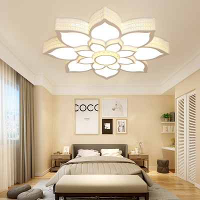 荷花水晶高档客厅led吸顶灯现代简约大气家用主卧室新款创意灯具|ms