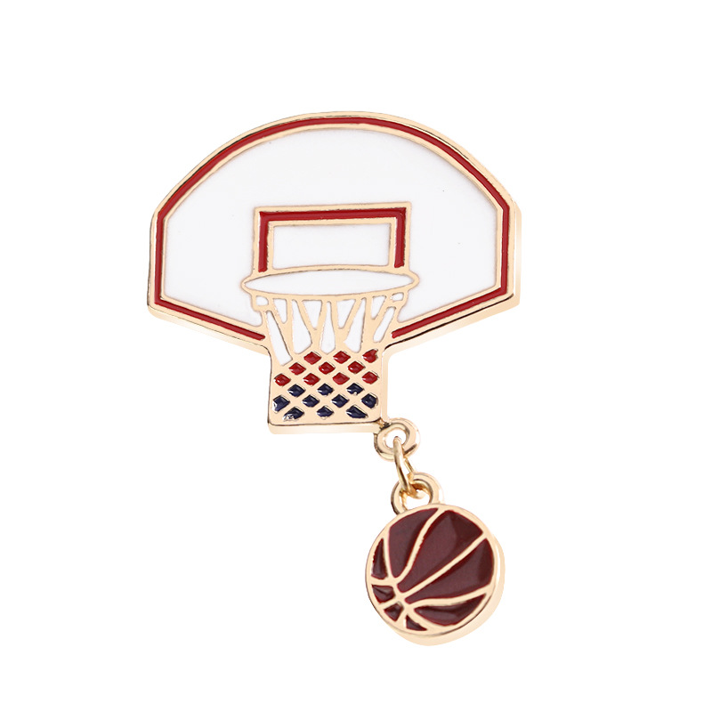 ZRM Basketballkorb mit Basketballnadeln, Broschen, rote Emaille, Sportnadel, rote Kugel, Anstecknadel, Abzeichen, Sportler, Knopfbrosche – Detail 8