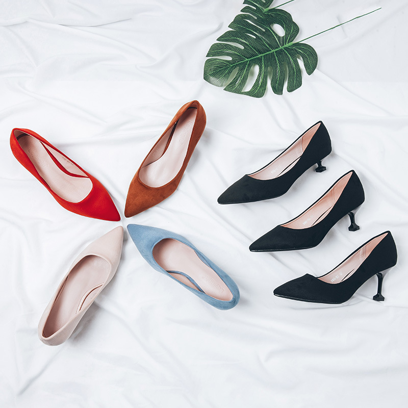 猫跟单鞋2020黑色高跟鞋女夏百搭细跟尖头工作鞋职业婚鞋品牌女鞋