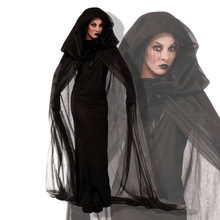 斗篷女巫服 舞台装万圣节黑色恶魔服装巫婆服黑夜幽灵游戏制服