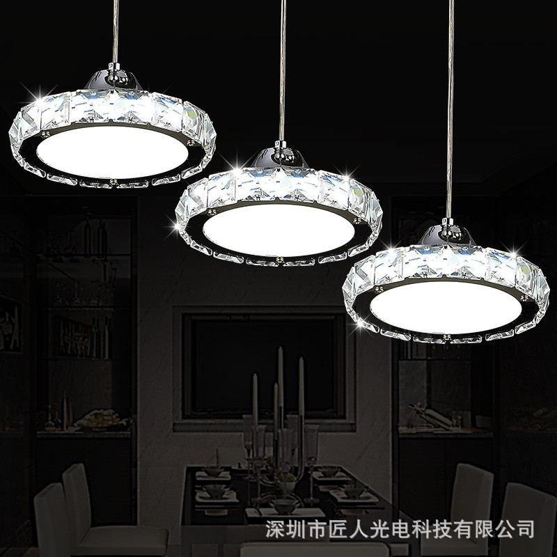 现代简约led水晶餐厅吊灯圆形客厅饭厅走廊吧台餐桌灯饰厂家现货