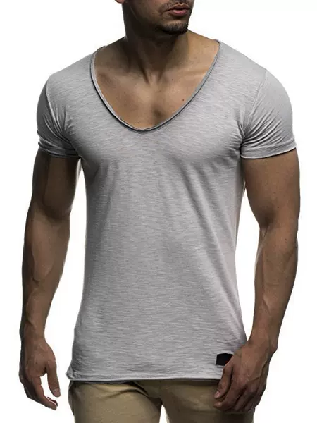 New Style Men's Casual Fashion Sweetheart Neck T-Shirt Men's Summer Casual Sports Short-Sleeved T-Shirt