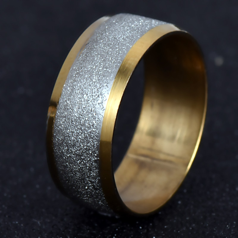 New Titanium Steel Stainless Steel Golden Frosted Ring Ring Nihaojewelry Wholesale display picture 1