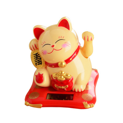 太阳能招财猫 汽车创意猫咪摆件摆设 风水摆件日式家居摆件