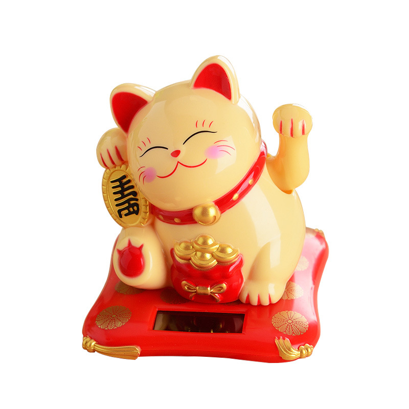 太阳能招财猫 汽车创意猫咪摆件摆设 风水摆件日式家居摆件