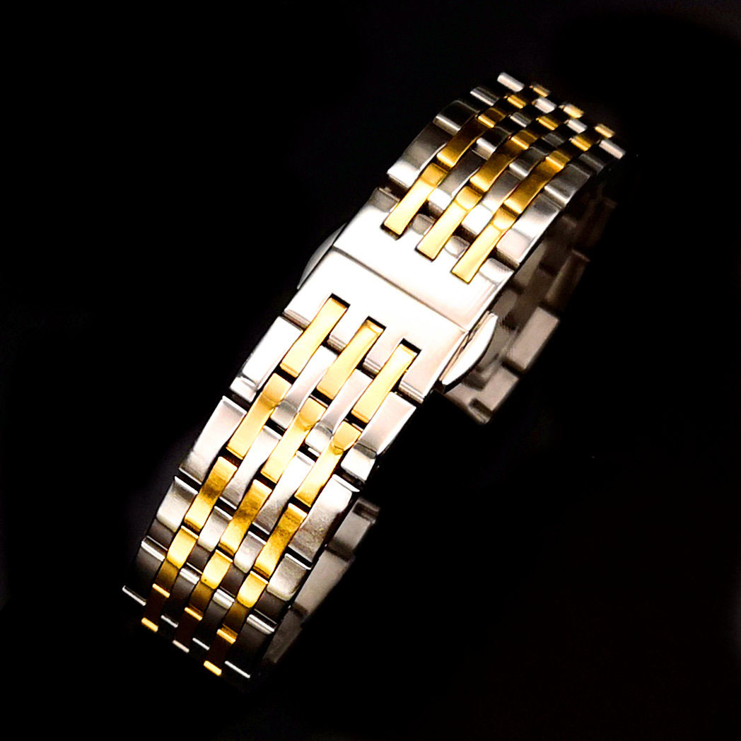 手表带现货厂家不锈钢表带批发力洛克T41七珠蝴蝶扣雅俊20mm1853