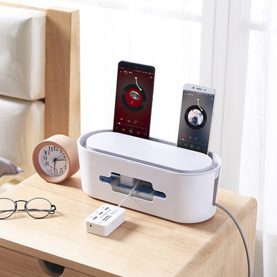 整理线盒手机充电源线插座保护盒电线收纳盒桌面塑料多功能集线盒|ru