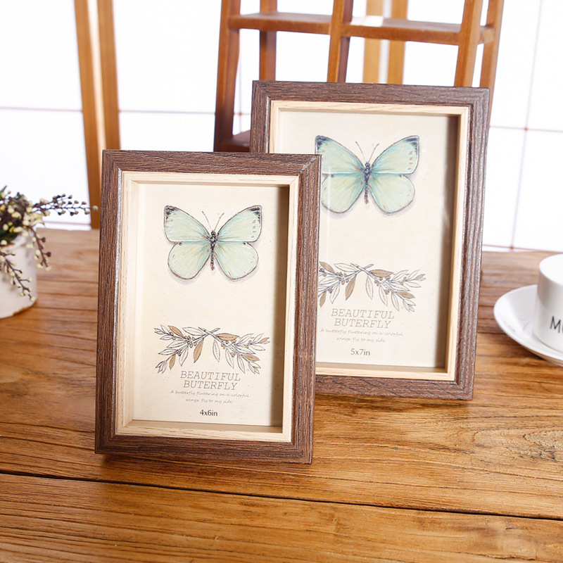 Table wooden photo frame 67 inch home decoration combination photo wall European style butterfly and bird easel