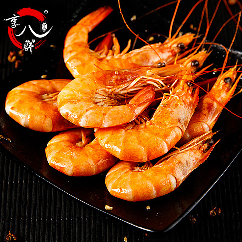 麻辣海虾对虾即食罐装 网红麻辣小海鲜麻辣大虾 休闲水产零食320g