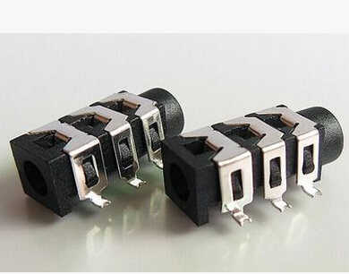 PJ-313 六脚贴片 三段 耳机座 PJ-313D 贴片 口径3.5mm 黑 红 绿