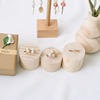 Ring, stand, accessory, props from natural wood, square round earrings