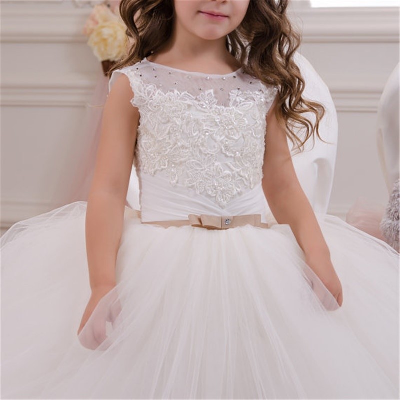 Comercio exterior nuevo suministro transfronterizo estable ropa para niños encaje sin mangas vestido de niña de las flores rendimiento cumpleaños princesa vestido pettiskirt