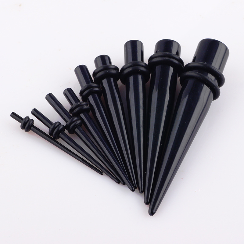 Trendy Black Pointed Cone Acrylic Ear Expander 24mm Auricle Plugs Ear Stretcher detail image 7
